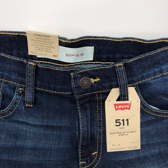 Levis 511 Boy's Patchwork Jeans Blue - Picture 4 of 8